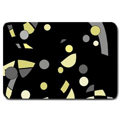 Yellow And Gray Abstract Art Large Doormat 