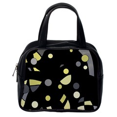 Yellow And Gray Abstract Art Classic Handbags (one Side)