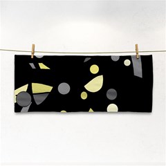 Yellow And Gray Abstract Art Hand Towel