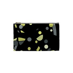 Yellow And Gray Abstract Art Cosmetic Bag (small) 