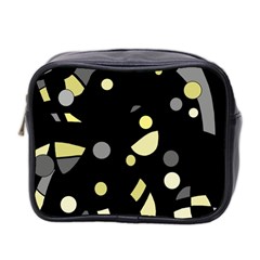 Yellow And Gray Abstract Art Mini Toiletries Bag 2-side