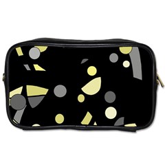 Yellow And Gray Abstract Art Toiletries Bags 2-side by Valentinaart