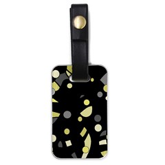 Yellow And Gray Abstract Art Luggage Tags (one Side)  by Valentinaart