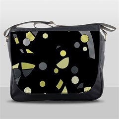 Yellow And Gray Abstract Art Messenger Bags by Valentinaart