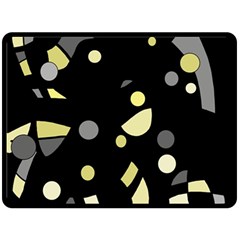 Yellow And Gray Abstract Art Double Sided Fleece Blanket (large)  by Valentinaart