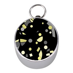 Yellow And Gray Abstract Art Mini Silver Compasses