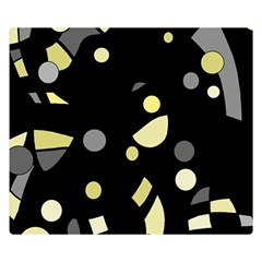 Yellow And Gray Abstract Art Double Sided Flano Blanket (small) 