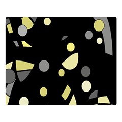 Yellow And Gray Abstract Art Double Sided Flano Blanket (large) 