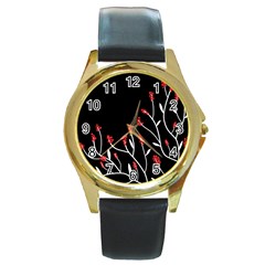 Elegant Tree 2 Round Gold Metal Watch