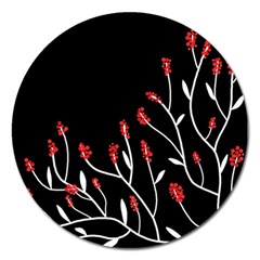 Elegant Tree 2 Magnet 5  (round) by Valentinaart