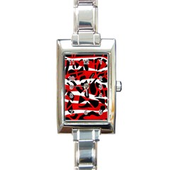 Red Chaos Rectangle Italian Charm Watch by Valentinaart