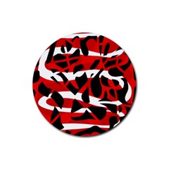 Red Chaos Rubber Round Coaster (4 Pack) 