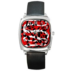 Red Chaos Square Metal Watch