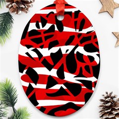 Red Chaos Oval Ornament (two Sides)