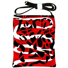 Red Chaos Shoulder Sling Bags by Valentinaart