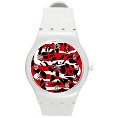 Red Chaos Round Plastic Sport Watch (m)