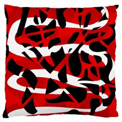 Red Chaos Large Cushion Case (one Side) by Valentinaart