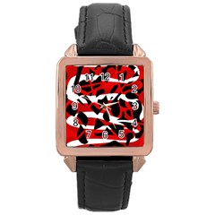 Red Chaos Rose Gold Leather Watch 