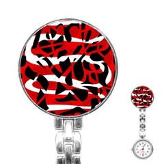 Red Chaos Stainless Steel Nurses Watch by Valentinaart