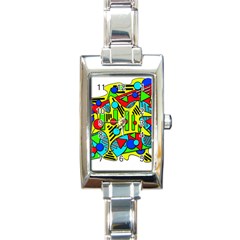 Colorful Chaos Rectangle Italian Charm Watch