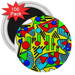 Colorful Chaos 3  Magnets (100 Pack)