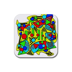 Colorful Chaos Rubber Coaster (square)  by Valentinaart