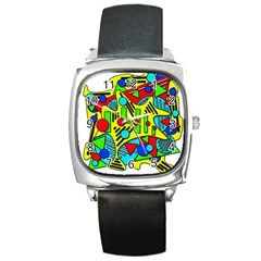 Colorful Chaos Square Metal Watch