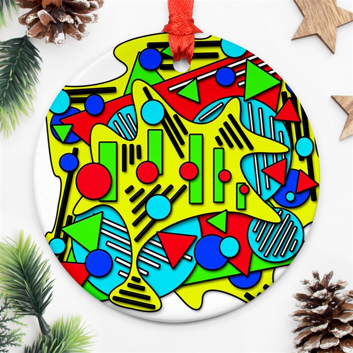 Colorful chaos Round Ornament (Two Sides) 