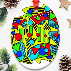 Colorful Chaos Oval Ornament (two Sides)