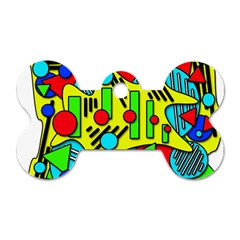 Colorful Chaos Dog Tag Bone (one Side)