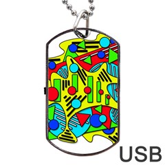 Colorful Chaos Dog Tag Usb Flash (one Side)