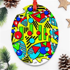 Colorful Chaos Oval Filigree Ornament (2-side) 