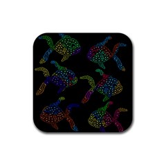 Decorative Fish Rubber Coaster (square)  by Valentinaart