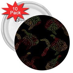 Decorative Fish Pattern 3  Buttons (10 Pack) 