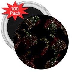 Decorative Fish Pattern 3  Magnets (100 Pack)