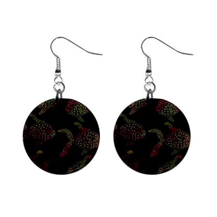 Decorative fish pattern Mini Button Earrings