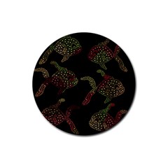 Decorative Fish Pattern Rubber Round Coaster (4 Pack) 