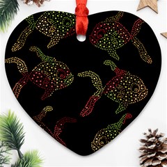 Decorative Fish Pattern Heart Ornament (2 Sides)