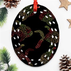 Decorative Fish Pattern Oval Filigree Ornament (2-side) 