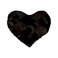 Decorative Fish Pattern Standard 16  Premium Heart Shape Cushions by Valentinaart