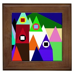 Colorful Houses  Framed Tiles