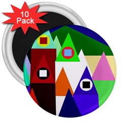 Colorful Houses  3  Magnets (10 Pack) 