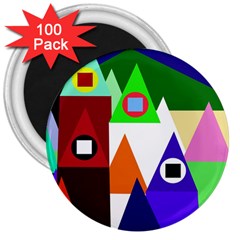 Colorful Houses  3  Magnets (100 Pack)