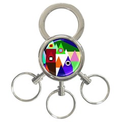 Colorful Houses  3-ring Key Chains