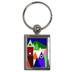 Colorful Houses  Key Chains (rectangle) 