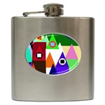 Colorful houses  Hip Flask (6 oz) Front