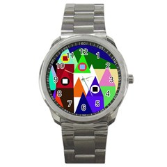 Colorful Houses  Sport Metal Watch by Valentinaart