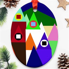 Colorful Houses  Oval Ornament (two Sides)