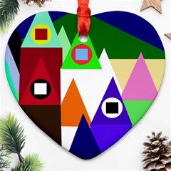 Colorful Houses  Heart Ornament (2 Sides)