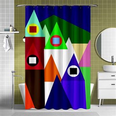 Colorful Houses  Shower Curtain 48  X 72  (small) 